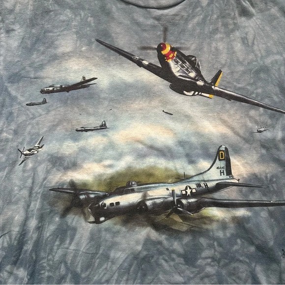 Vintage The Mountain Blue T-Shirt with Airplane Graphic - Picture 5 of 7